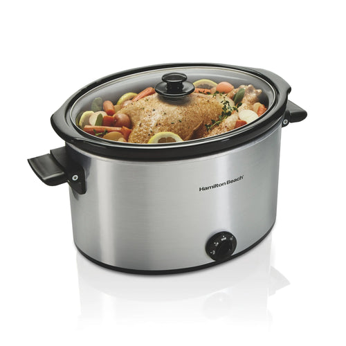 Hamilton Beach Slow Cooker, 10 Quart Capacity, Extra-Large, Removable Crock, Silver, 33190