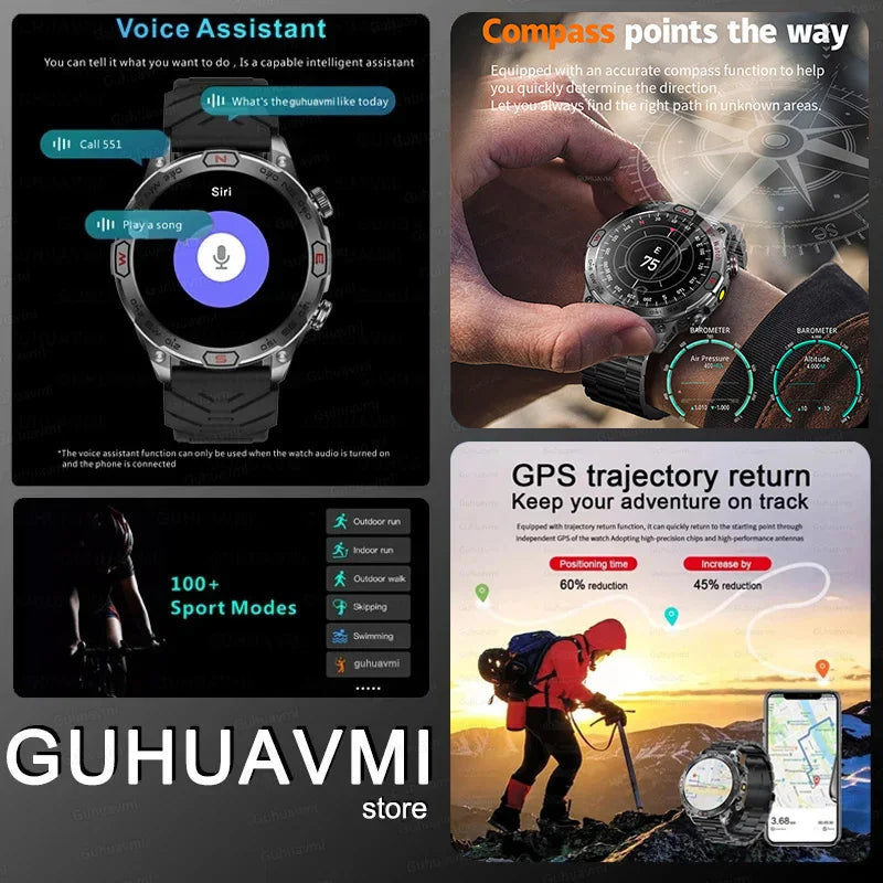 2024New For Huawei Xiaomi GPS Motion Trajectory Smart Watch Men Ultra HD AMOLED Screen Large Battery Bluetooth Call SmartWatches