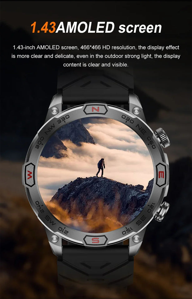 2024New For Huawei Xiaomi GPS Motion Trajectory Smart Watch Men Ultra HD AMOLED Screen Large Battery Bluetooth Call SmartWatches