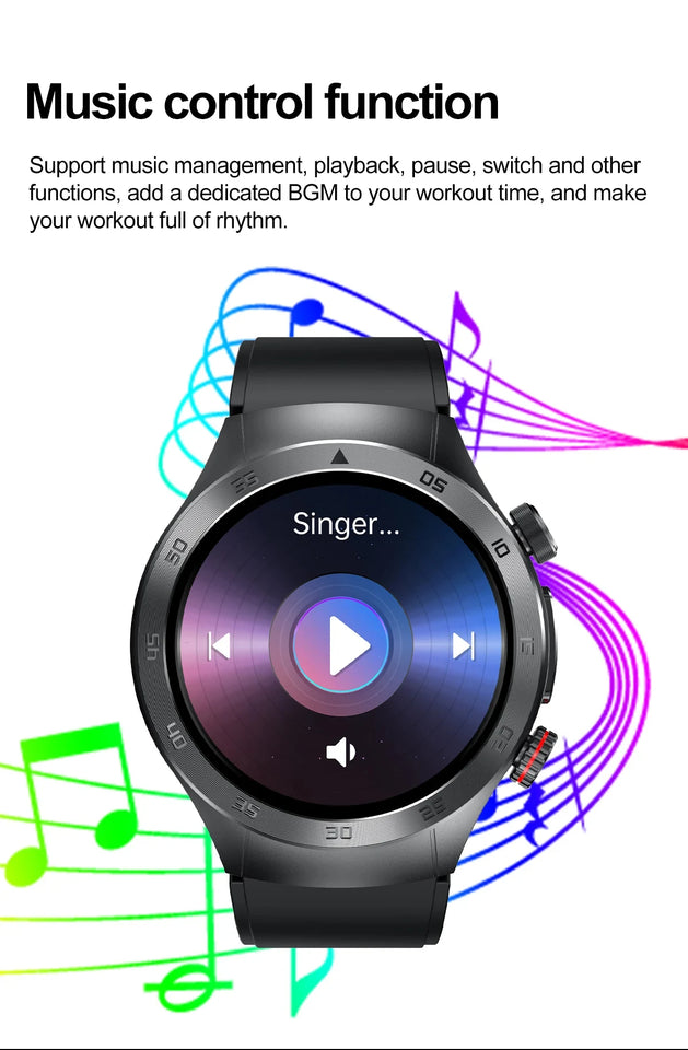 2024 New Non-invasive Blood glucose Smart Watch Blood pressure Blood lipids Uric acid AMOLED HD Screen Laser therapy Smartwatch