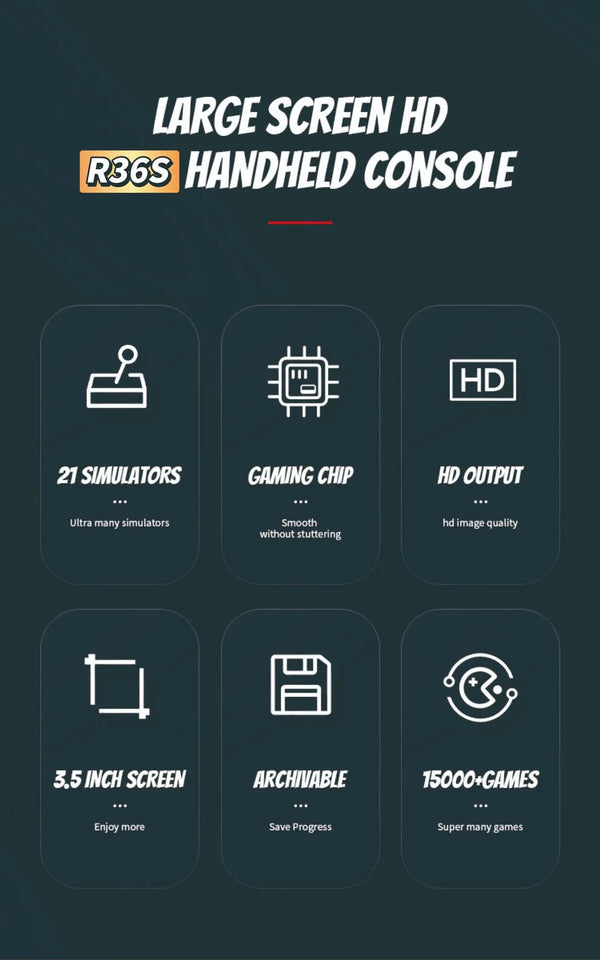Open Source R36S Retro Handheld Video Game Console Linux System 3.5 Inch IPS Screen Portable Pocket Video Player R35S 64GB Games
