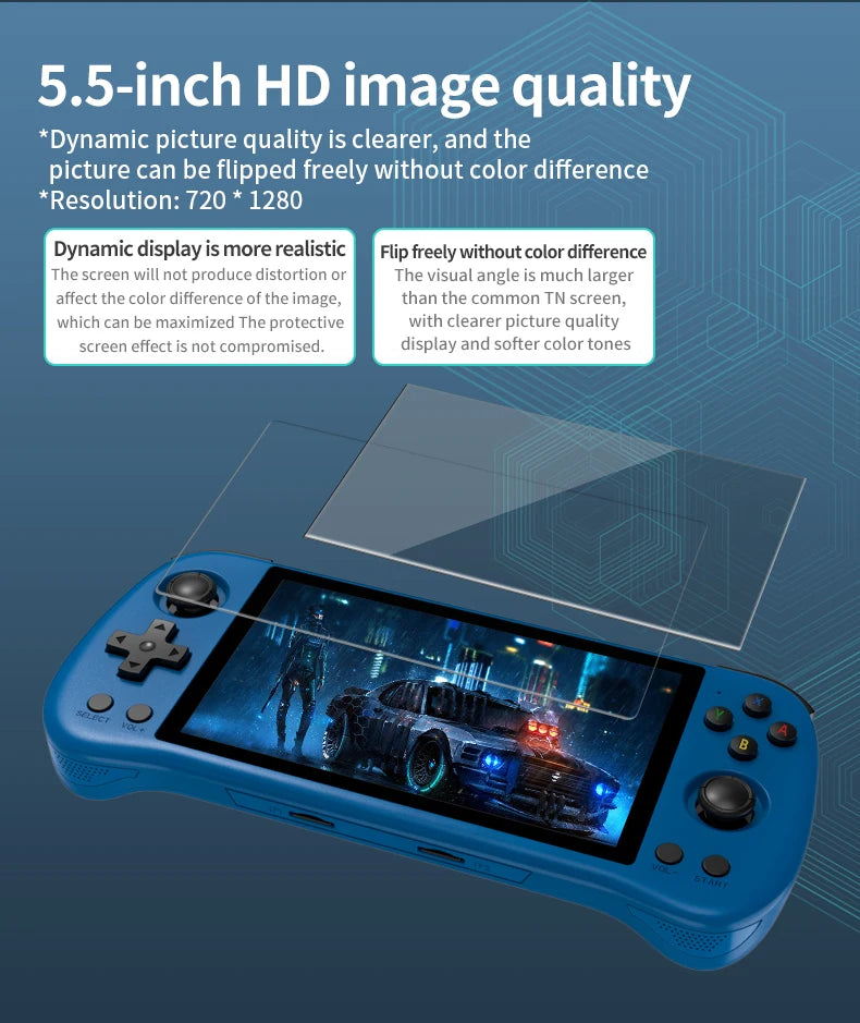 Powkiddy X55 5.5 inch IPS Screen Handheld Game Console Open Source RK3566 Retro Video Games Console Player Box Children's Gifts