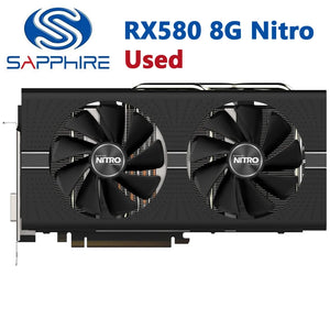Used SAPPHIRE RX580 8G Nitro 14nm Video Card 2304SP 256Bit GDDR5 Graphics Cards RX 500 RX 580 8GB Nitro+ DP HDMI DVI 2304 SP