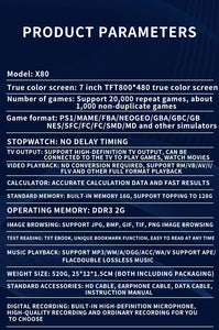 NEW X80 Portable Game Console 7-inch HD Large Screen Arcade PS1 Emulator Multi-function Nostalgia Classic PSP Handheld Game