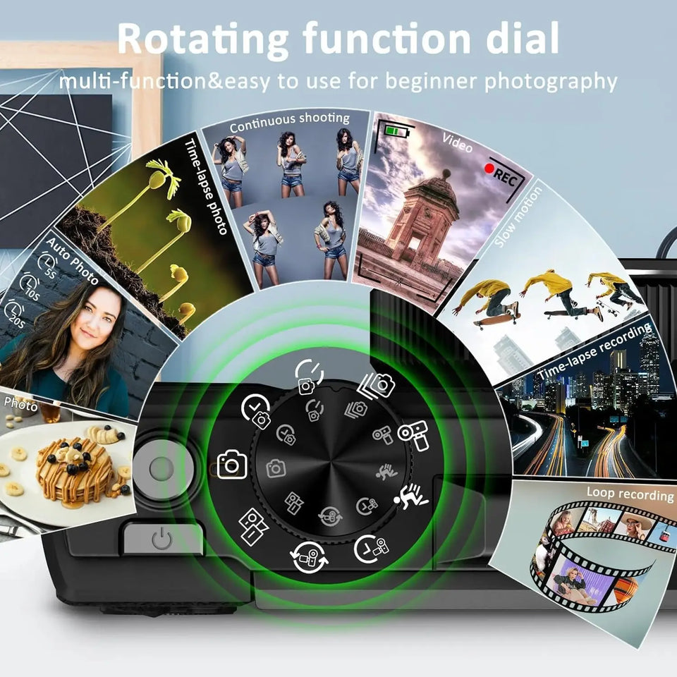 64MP Digital Photo Camera for Photography 4K Video Vlog Camcorder YouTube Webcam Cameras 18X Digital Zoom Camera 3" Flip Screen
