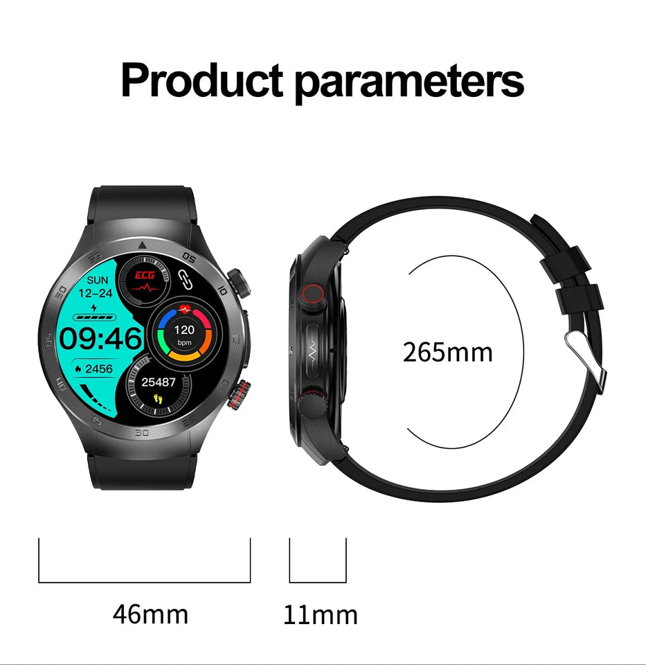 2024 New Non-invasive Blood glucose Smart Watch Blood pressure Blood lipids Uric acid AMOLED HD Screen Laser therapy Smartwatch
