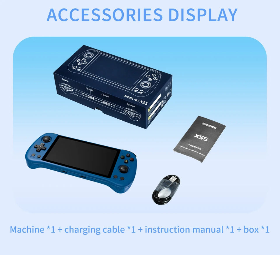 Gamehero POWKIDDY X55 5.5 INCH 1280*720 IPS Screen RK3566 Handheld Game Console Open-Source Retro Console Children's gifts