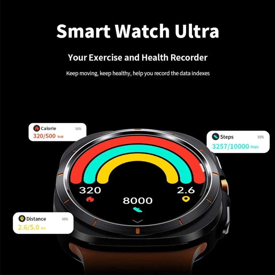 2024 New Watch Ultra GPS Track Smart Watch Men AMOLED Body Temperature Clock Sport Bluetooth Call Smart Watch For Samsung Galaxy