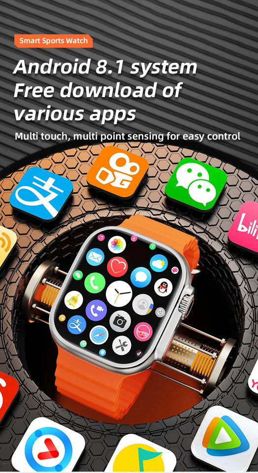 Original S9 Ultra Smart Watch 4G SIM Card Android 190 °Rotation Camera GPS WIFI APP Play Store Download Smartwatch Men Women