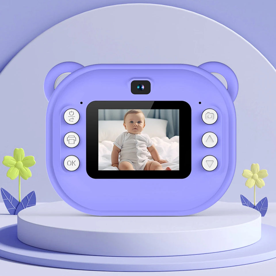 Children Mini Digital Camera Instant Print with 2 Rolls Thermal Print Paper Selfie Video Camera Photo Printing Camera Gifts