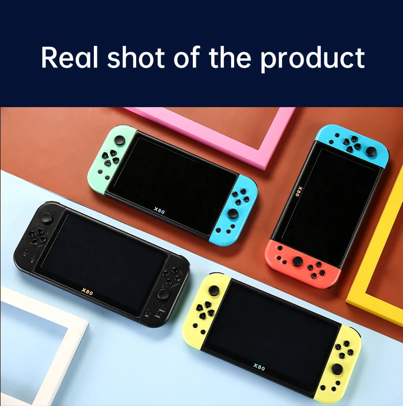 NEW X80 Portable Game Console 7-inch HD Large Screen Arcade PS1 Emulator Multi-function Nostalgia Classic PSP Handheld Game