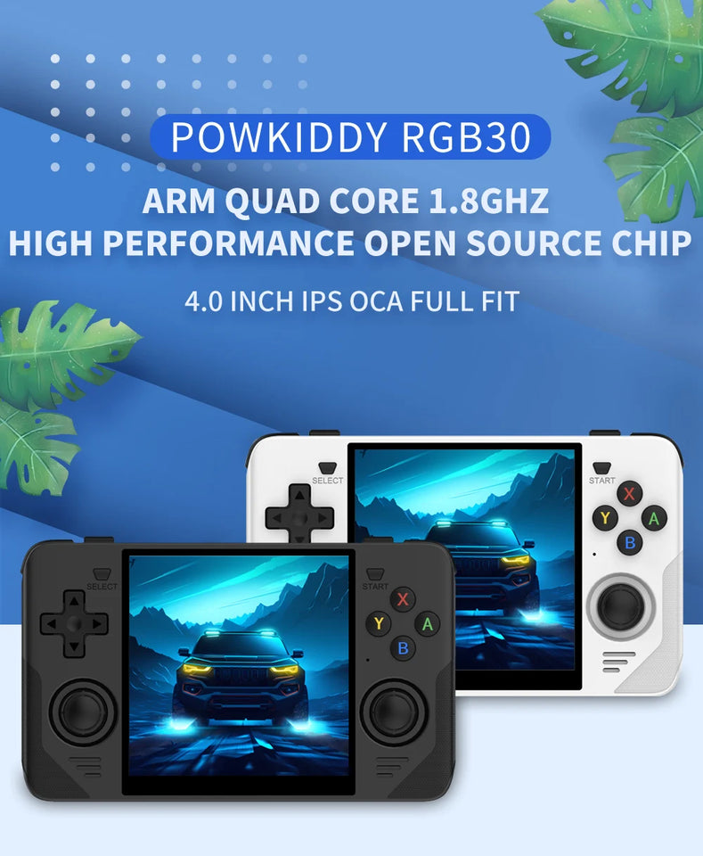 POWKIDDY RGB30 720*720 4 Inch Ips Screen Built-in WIFI RK3566 Opendinglinux Retro Handheld Game Console Children's Gifts
