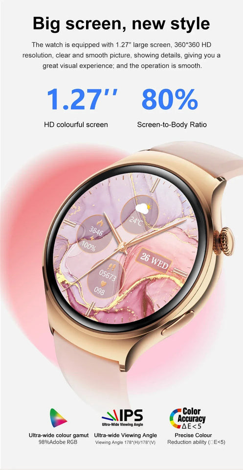 For Huawei IOS Xiaomi Gold Fashion Smart Watch Women GPS Sport Trajectory Heart Rate NFC Bluetooth Call Waterproof Smartwatches
