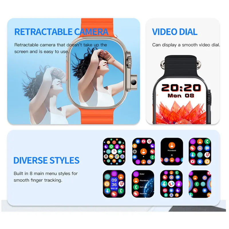 4G Smart Watch Android SIM Card  with Camera Whatsapp Notification Answer Call Custom Watchface Weather Smartwatch VS S9 Ultra