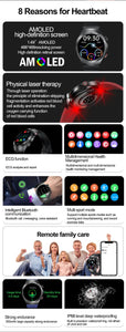 2024 New Non-invasive Blood glucose Smart Watch Blood pressure Blood lipids Uric acid AMOLED HD Screen Laser therapy Smartwatch