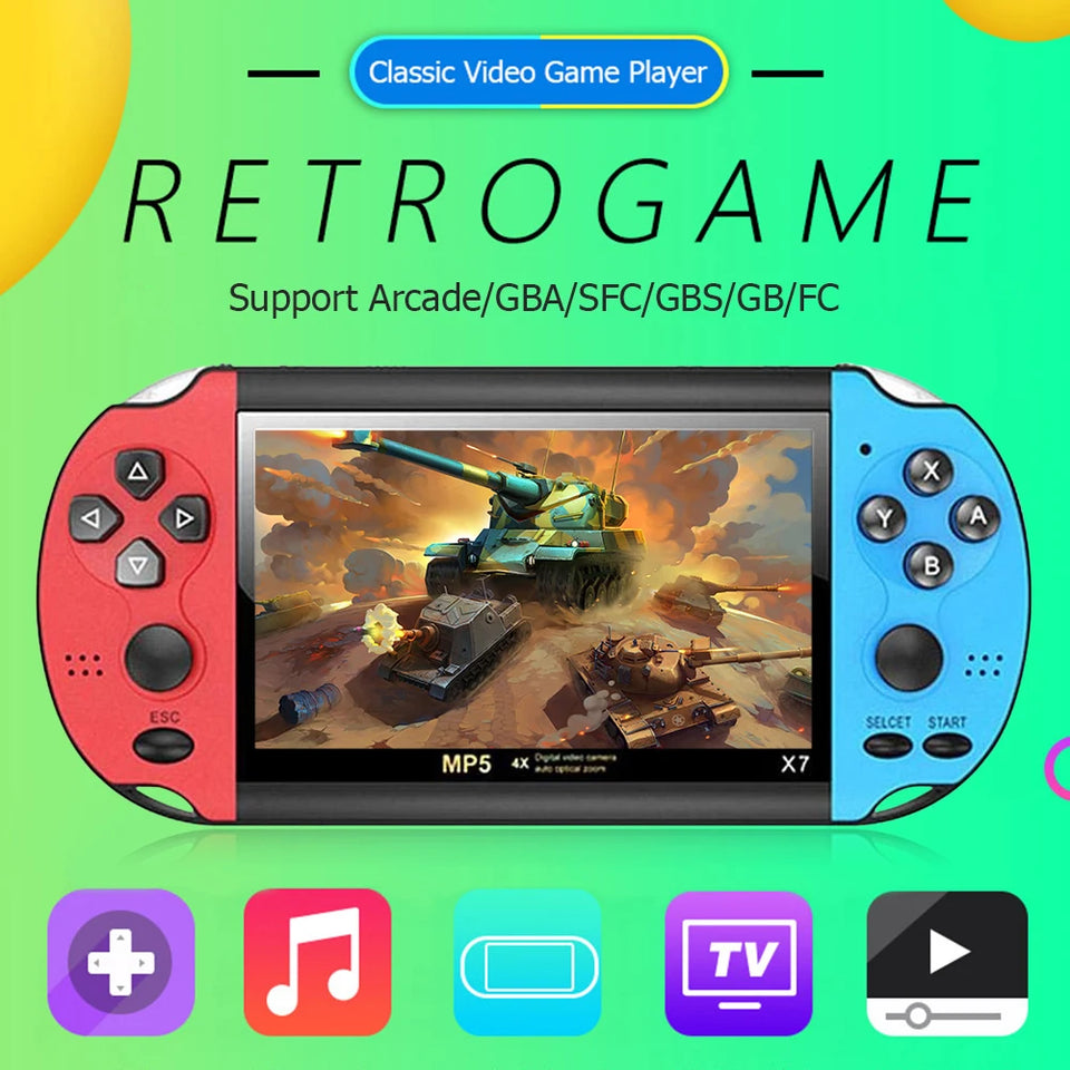 X7 Handheld Game Player 8GB Pocket Video Game Console AV TV Out MP3 MP4 Player Lightweight Game Playing Element
