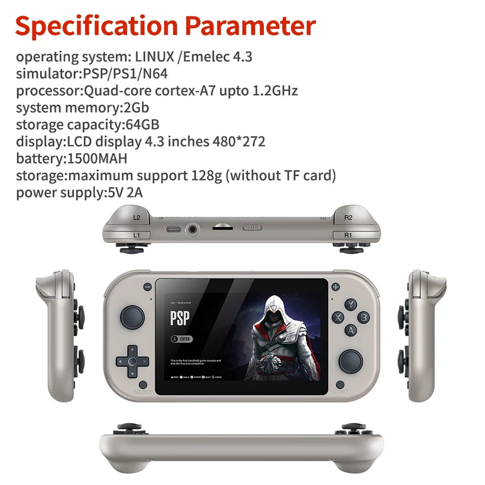 BOYHOM M17 Portable Pocket Video Player 256G 70000+Games 4.3”Screen Supports 25 emulators Linux System 4.3 Game Console Retro