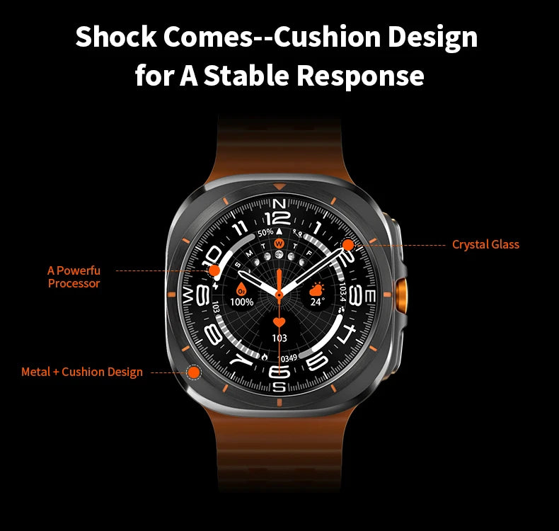 Zordai For Samsung Galaxy Watch Ultra GPS Track Smart Watch Men Amoled Always Display Body Temperature Clock BT Talk Smart Watch
