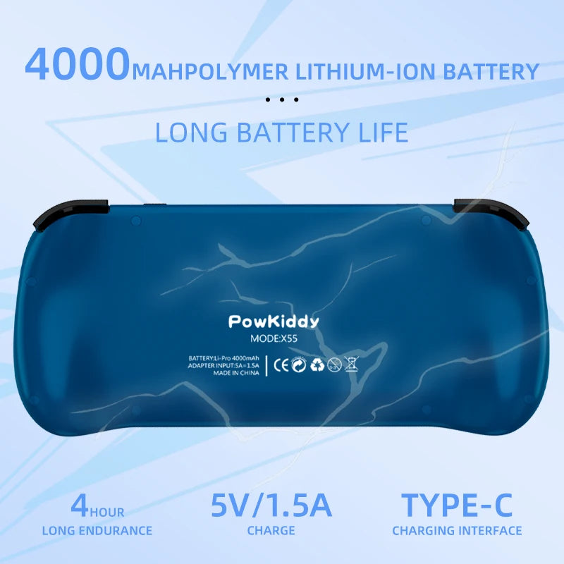 Gamehero POWKIDDY X55 5.5 INCH 1280*720 IPS Screen RK3566 Handheld Game Console Open-Source Retro Console Children's gifts