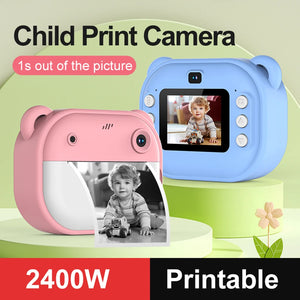 Children Mini Digital Camera Instant Print with 2 Rolls Thermal Print Paper Selfie Video Camera Photo Printing Camera Gifts