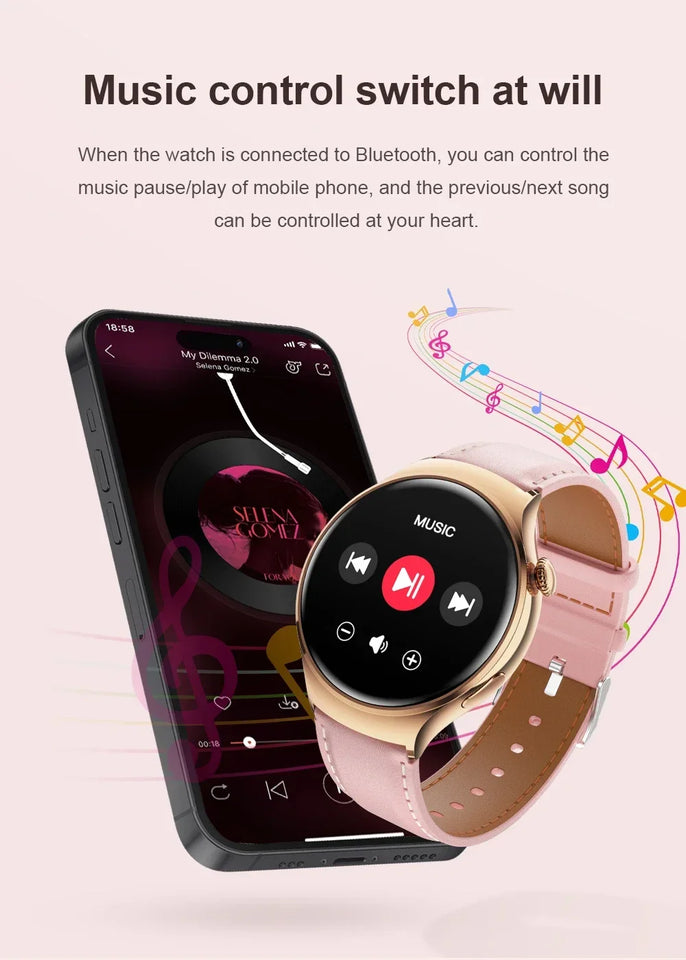 For Huawei IOS Xiaomi Gold Fashion Smart Watch Women GPS Sport Trajectory Heart Rate NFC Bluetooth Call Waterproof Smartwatches