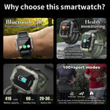 Military Rugged Smart Watch Men Sports Fitness Tracker IP68 Deep Waterproof Heart Rate Oxygen Bluetooth Call Smartwatch 2024 New