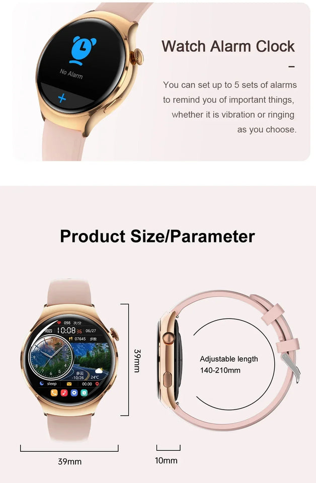 For Huawei IOS Xiaomi Gold Fashion Smart Watch Women GPS Sport Trajectory Heart Rate NFC Bluetooth Call Waterproof Smartwatches