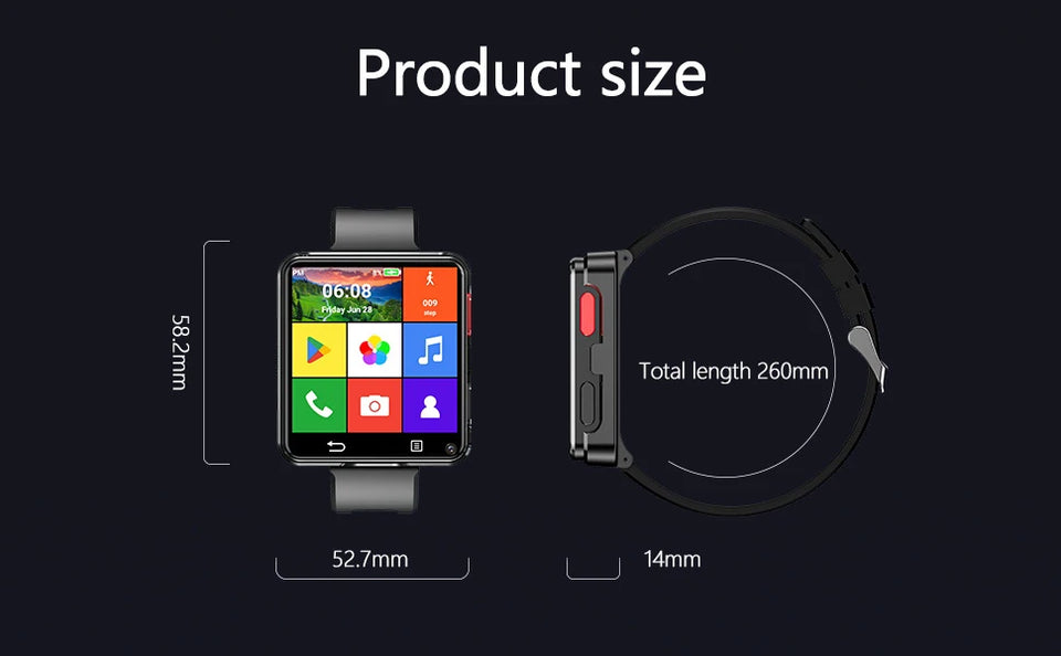 New S998 4G Smart Watch Android 11.0 OS 2.64inch Large Screen 24h Continuous Heart Rate Sleep Monitor Game Waterproof Smartwatch