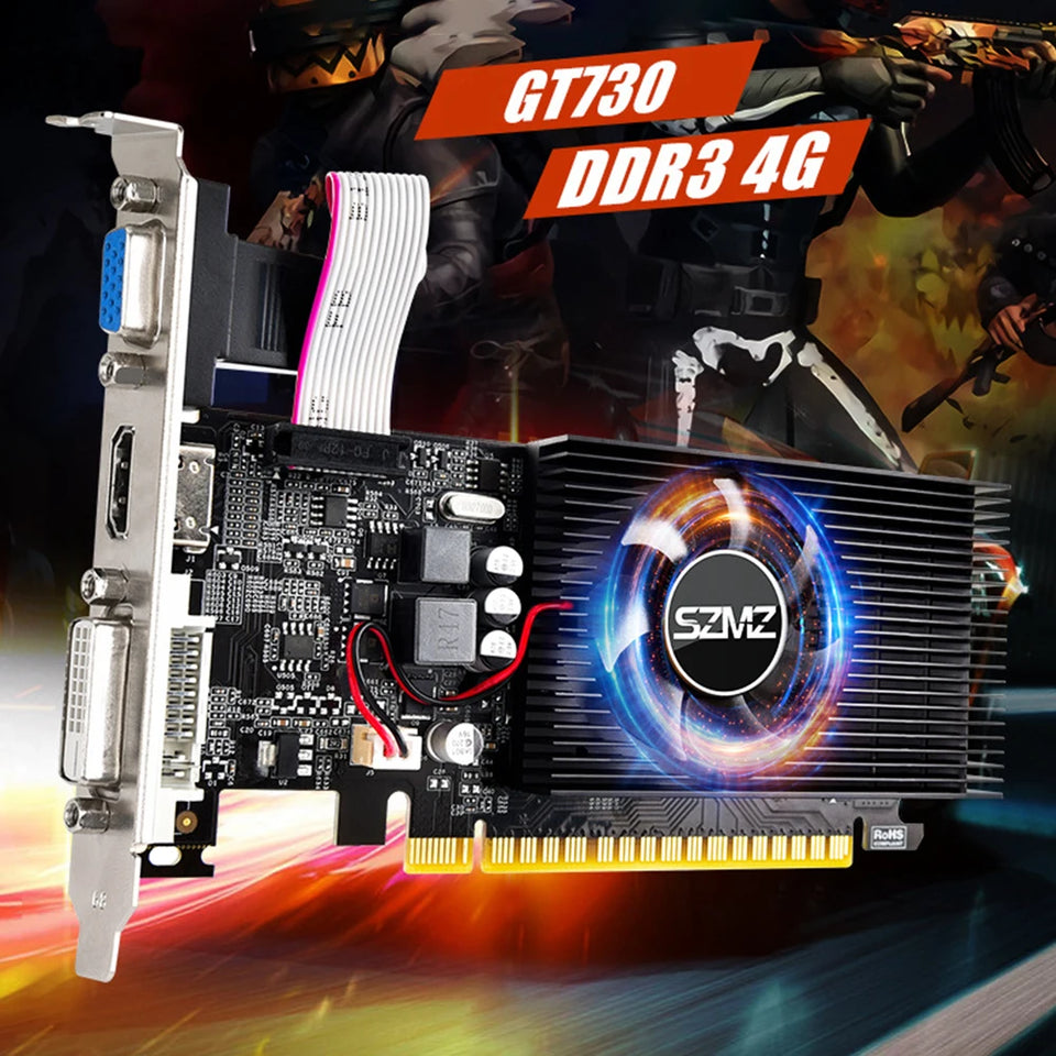 GT730 4GB DDR3 128Bit/64Bit Graphics Card with HDMI VGA DVI Port PCI-E2.0 16X Computer Graphics Video Card GT610 for Office/Home