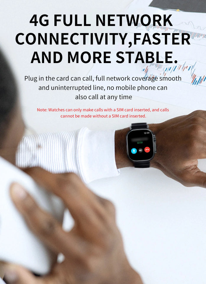 4G Smart Watch Android SIM Card  with Camera Whatsapp Notification Answer Call Custom Watchface Weather Smartwatch VS S9 Ultra