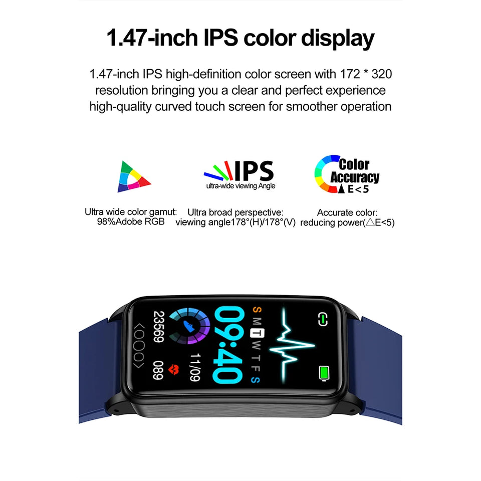 TK71pro Smart Watches For Men Women 1.47" Screen Fitness Tracker Heart Rate Blood Glucose Monitor IP68 Waterproof Smartwatch