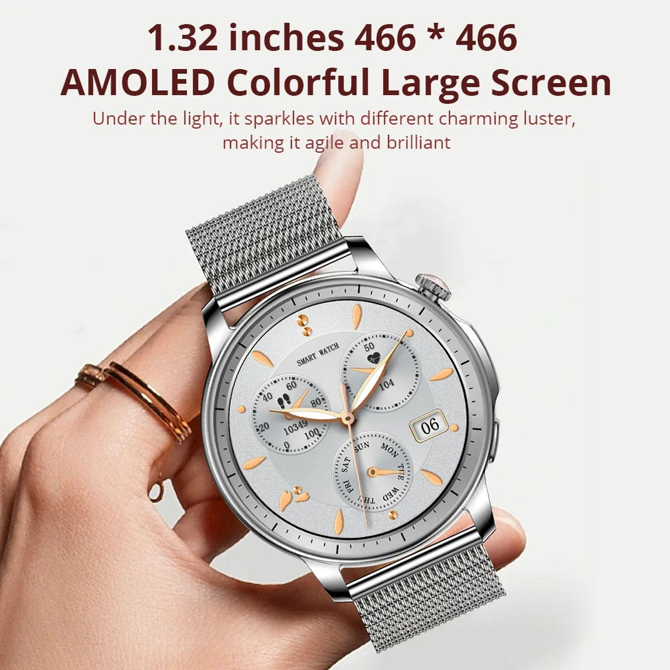 V65 Smartwatch Women 1.32 inch AMOLED Bluetooth Call Smart Watch Custom Dial Watches Heart Rate Tracker For Android iOS Watches