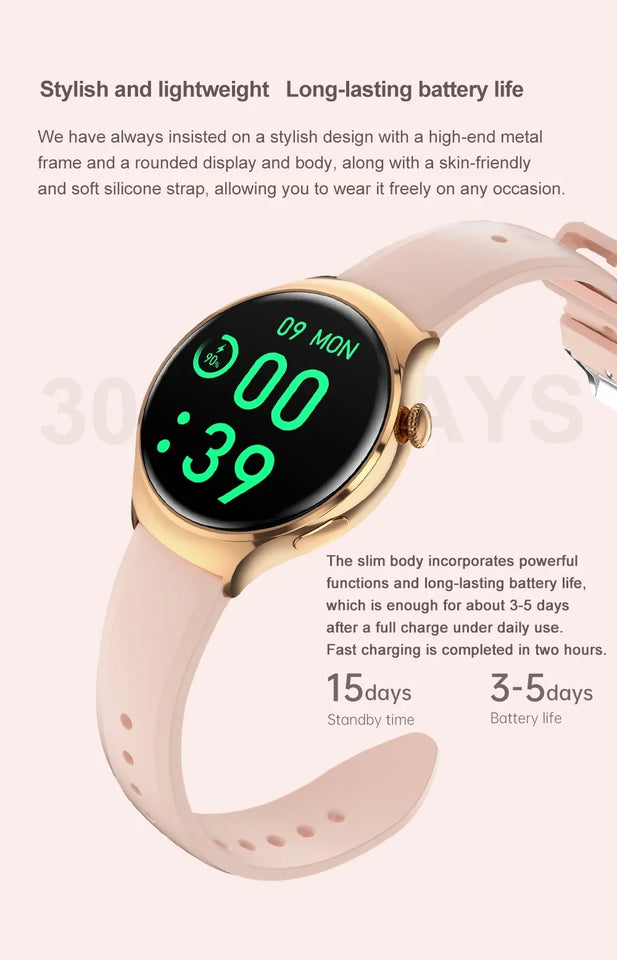 For Huawei IOS Xiaomi Gold Fashion Smart Watch Women GPS Sport Trajectory Heart Rate NFC Bluetooth Call Waterproof Smartwatches
