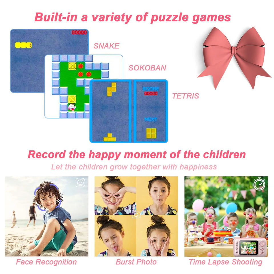 New Kids Camera 1080P Handheld 2.4 Inch HD Screen Childrens Digital Camera Video Recorder Toys for Kids Baby Girl Birthday Gift