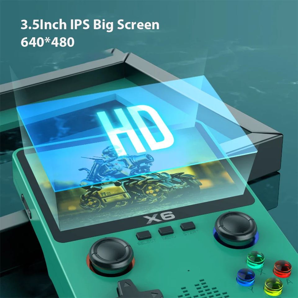 2024 New X6 3.5Inch IPS Screen Handheld Game Player Dual Joystick 11 Simulators GBA Video Game Console for Kids Gifts