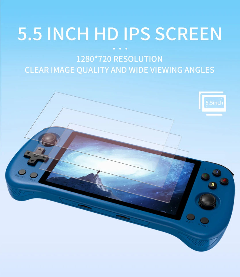 Gamehero POWKIDDY X55 5.5 INCH 1280*720 IPS Screen RK3566 Handheld Game Console Open-Source Retro Console Children's gifts