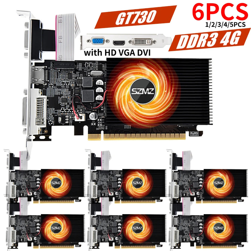 GT730 4GB DDR3 Graphics Card with HDM VGA DVI Port PCI-E2.0 16X Computer Graphics Video Card GT610 1/2GB for Office/Home