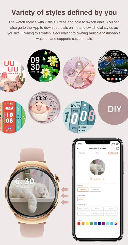 For Huawei IOS Xiaomi Gold Fashion Smart Watch Women GPS Sport Trajectory Heart Rate NFC Bluetooth Call Waterproof Smartwatches