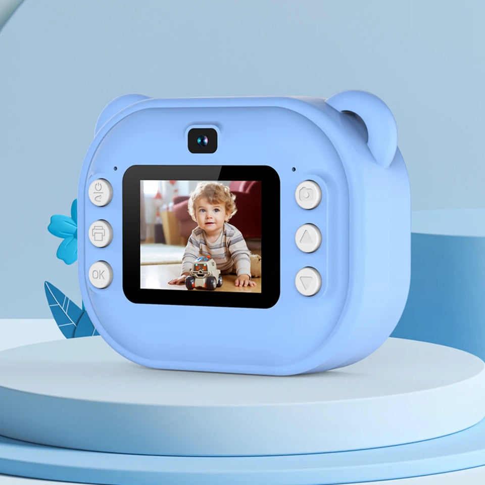 Children Mini Digital Camera Instant Print with 2 Rolls Thermal Print Paper Selfie Video Camera Photo Printing Camera Gifts