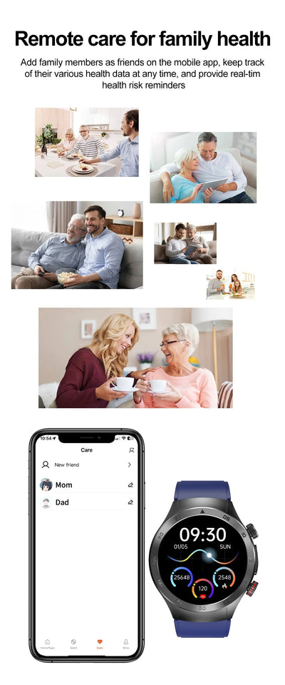 2024 New Non-invasive Blood glucose Smart Watch Blood pressure Blood lipids Uric acid AMOLED HD Screen Laser therapy Smartwatch