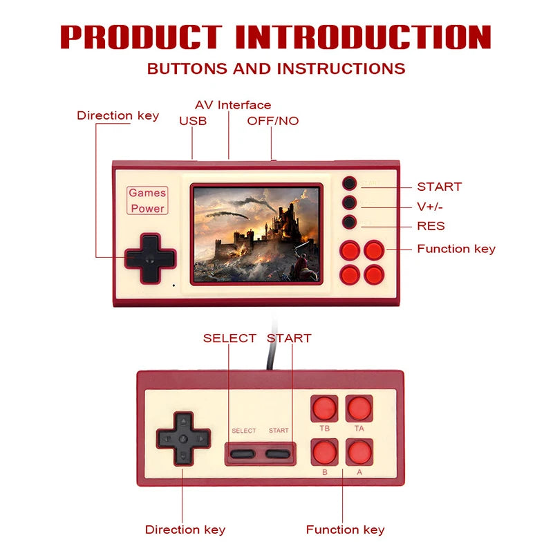 K30 Classic Retro Portable Mini Handheld Video Game Console 2.8 Inch Color LCD Kids Color Game Player Built-in 500 Games