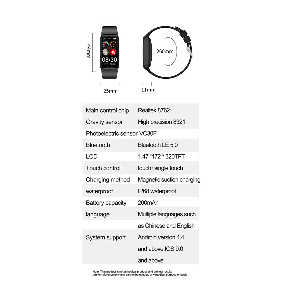 TK71pro Smart Watches For Men Women 1.47" Screen Fitness Tracker Heart Rate Blood Glucose Monitor IP68 Waterproof Smartwatch