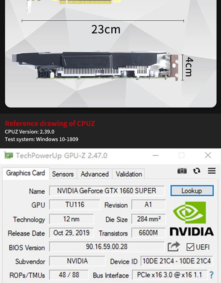 GTX 1660 Super 6GB Graphics Card Support Gaming Desktop GTX 1660Super GPU GDDR6 192bit HDMI*1 PCI-E Video Card