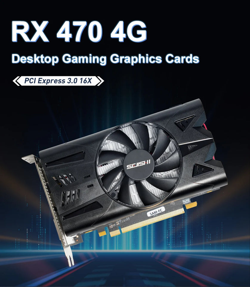 SEJISHI RX 470 4G Graphics Cards AMD Radeon RX470 4GB GDDR5 256bit Video Card HDMI DP DVI Desktop Gaming Computer placa de video