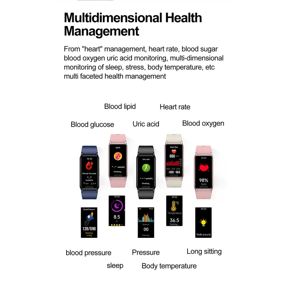 TK71pro Smart Watches For Men Women 1.47" Screen Fitness Tracker Heart Rate Blood Glucose Monitor IP68 Waterproof Smartwatch