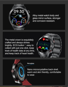 2024 New Non-invasive Blood glucose Smart Watch Blood pressure Blood lipids Uric acid AMOLED HD Screen Laser therapy Smartwatch