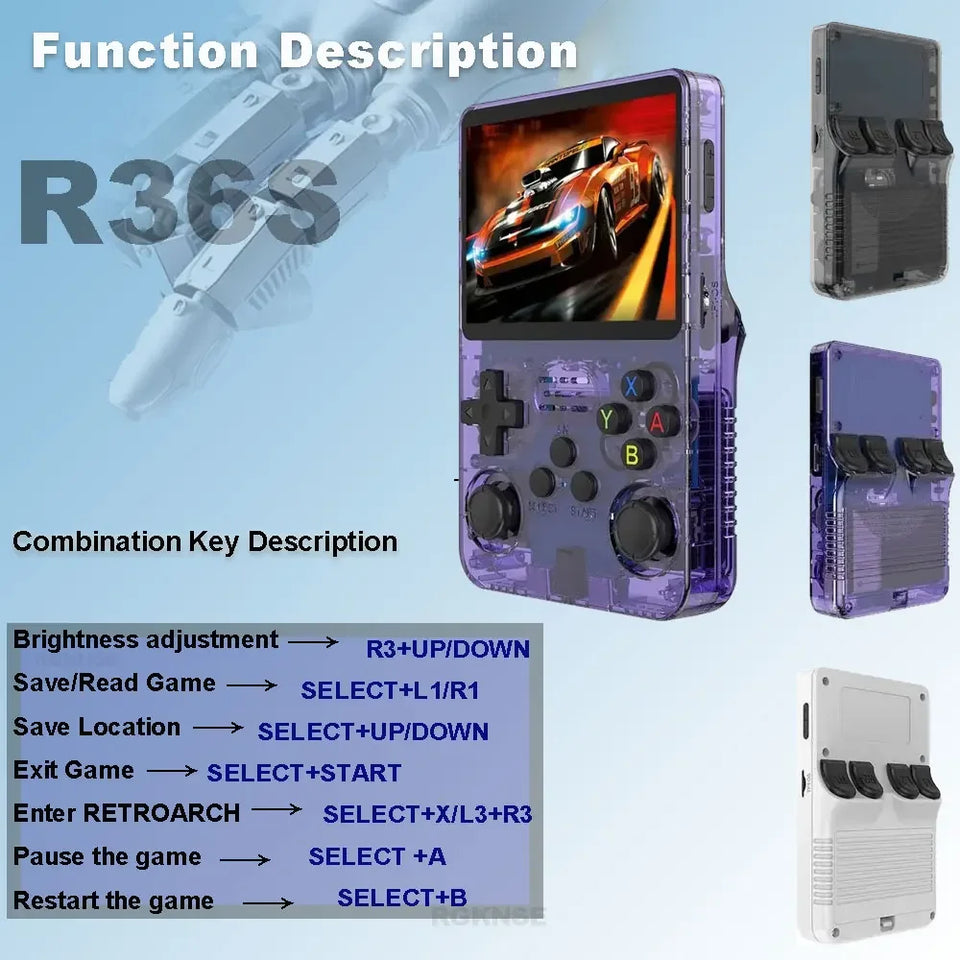 R36S Retro Handheld Game Console 3.5 inch 20000+ Games Preinstalled Emulator Linux System Open Source Portable Games Consoles