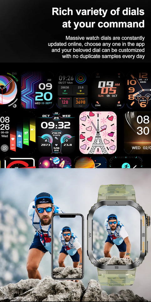 2023 New Full Touch Smart Watch Men For Android Xiaomi Blood Pressure Oxygen Fitness Watch 5 Atm Waterproof Military SmartWatch