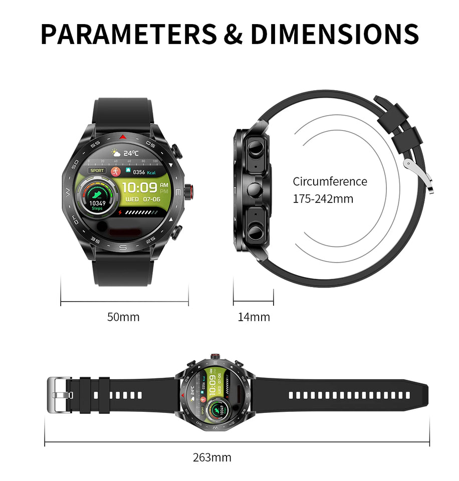 2024 New T95 Smart Watch TWS2 In 1 Bluetooth Earphones HIFI 9D Sound Quality With Built-In Speaker AI Voice Health Monitoring