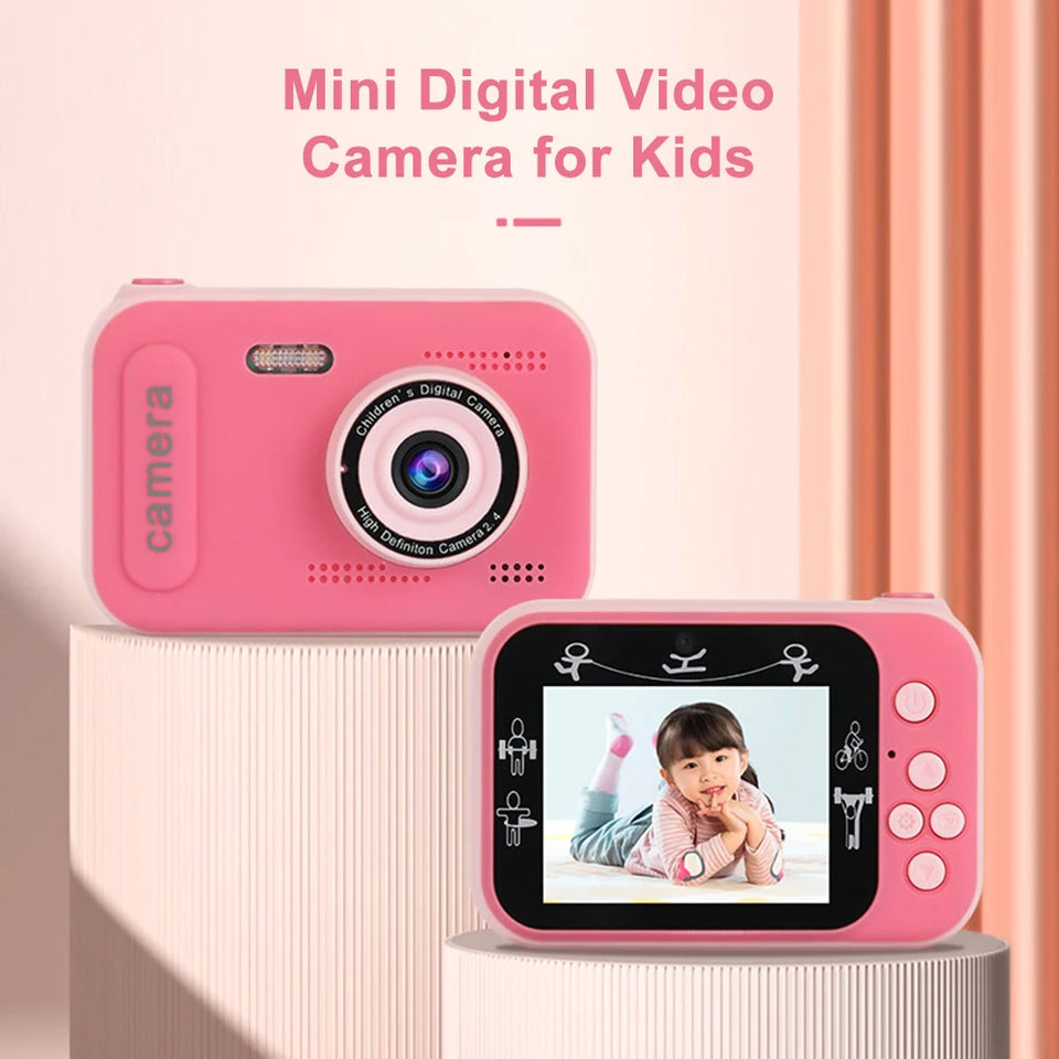 1080P Kids Digital Camera Dual Lens 2.4 Inch IPS Screen Interesting Games Birthday Christmas Gift for Boys Girls